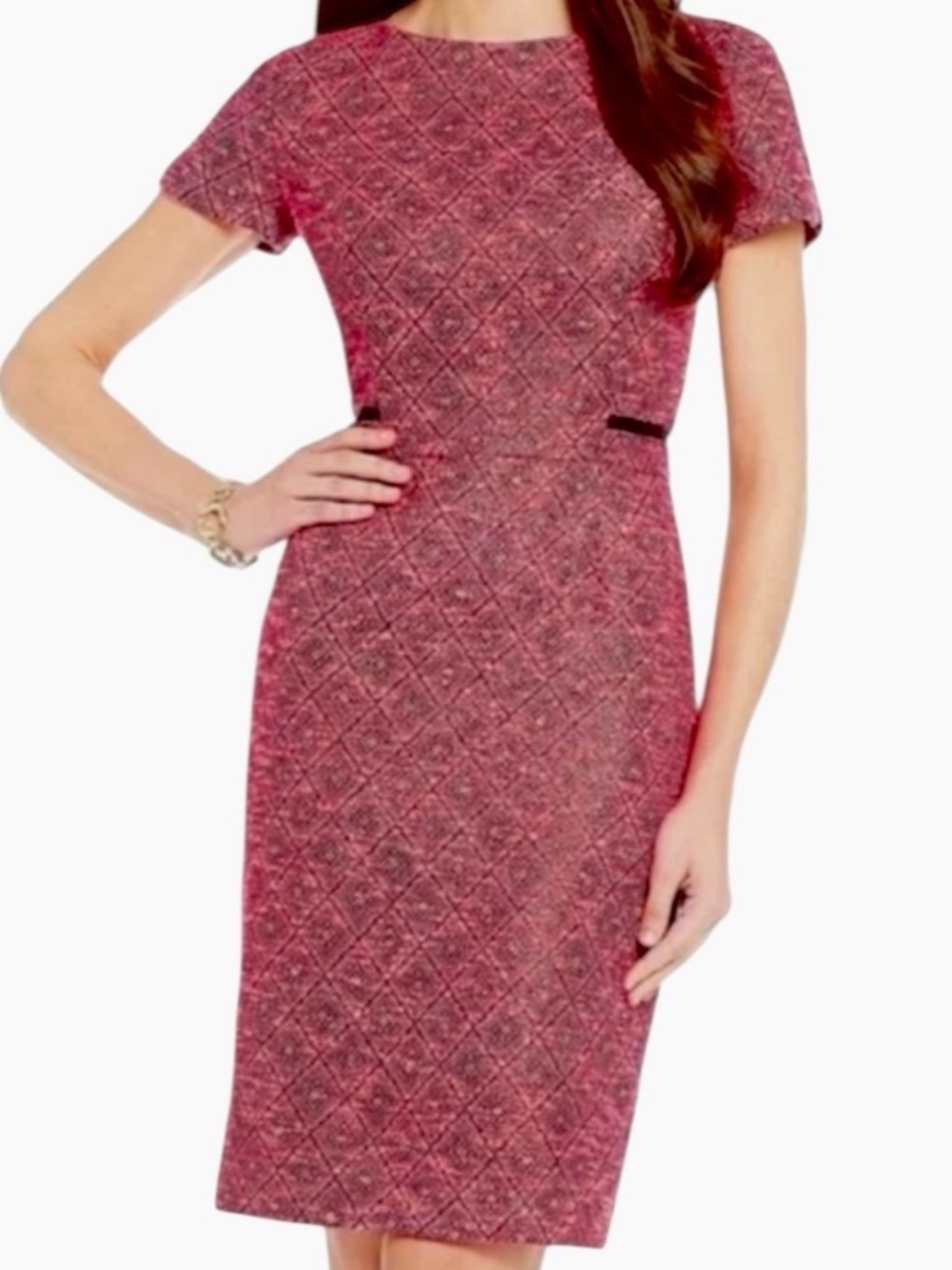 Antonio Melani Loryanne Hot Pink Tweed Metallic Dress Size 6